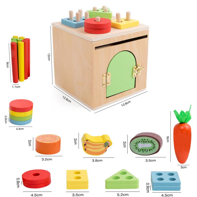 Baby Wooden Montessori Box Sensory Toys Color Shape Sorting Matching Games Winder Object Permanence Activities Educational Toys