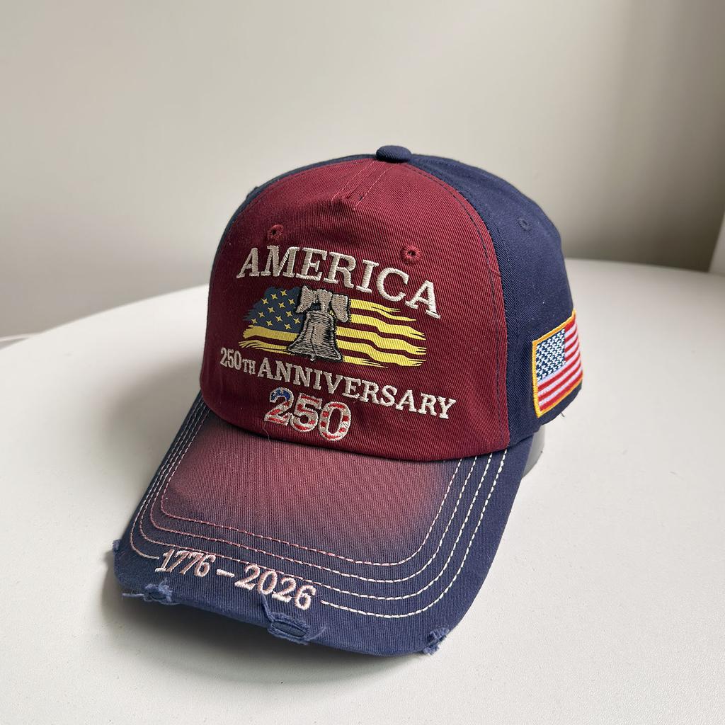 Letter Print Embroidered Baseball Cap Spring Summer Cotton Peaked Cap For Men And Women Outdoor Use Sportss Sun Hat Usa 250Th Anniversary