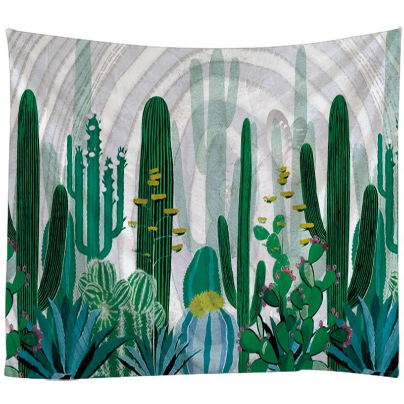 Cactus Decor Tapestry Watercolor Printed Wall Hanging Bedroom Living Room Dorm Tapestry Beach ThrowTable RunnerCloth