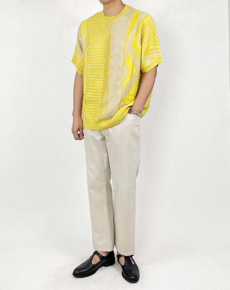 A MADE Weaving Mix Cable Oversized Knit (Butter Yellow)