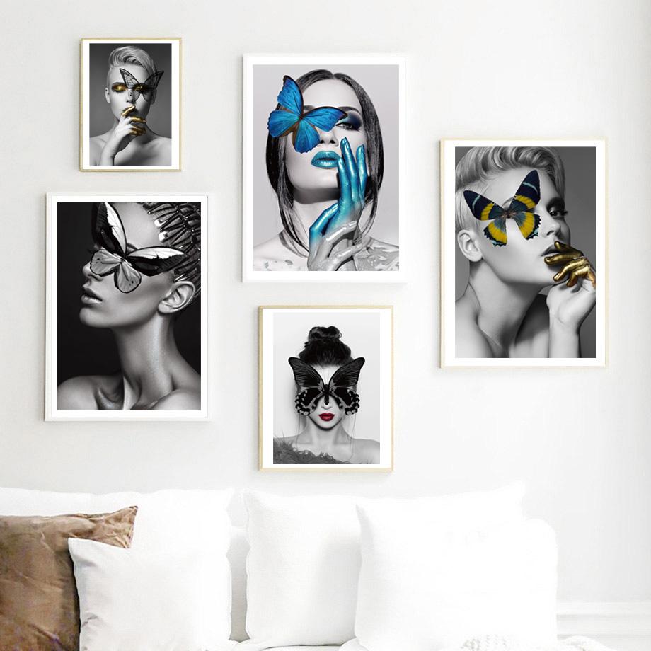 Abstrait Ligne Bohème Femme Visages Fleurs Milieu Du Siècle Affiches Toile Peinture Mur Art Impression Photo Salon Décor à La Maison 50*70 Cm Sans Cadre