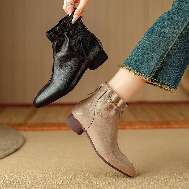 Fashion 2025 New Autumn/Winter Women Boots Round Toe Women Shoes Modern Ankle Boots Ladies Shoes Retro Genuine Leather Chelsea Boots
