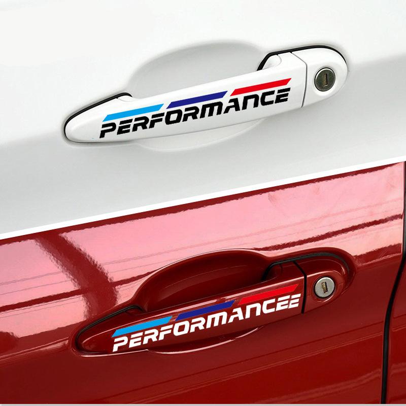 4pcs Car Door Handle Sticker Performance Auto Badge Body Decal for BMW M3 M5 M6 X1 X3 X5 E34 E39 E36 E60 E90 E46 F30 Car Goods