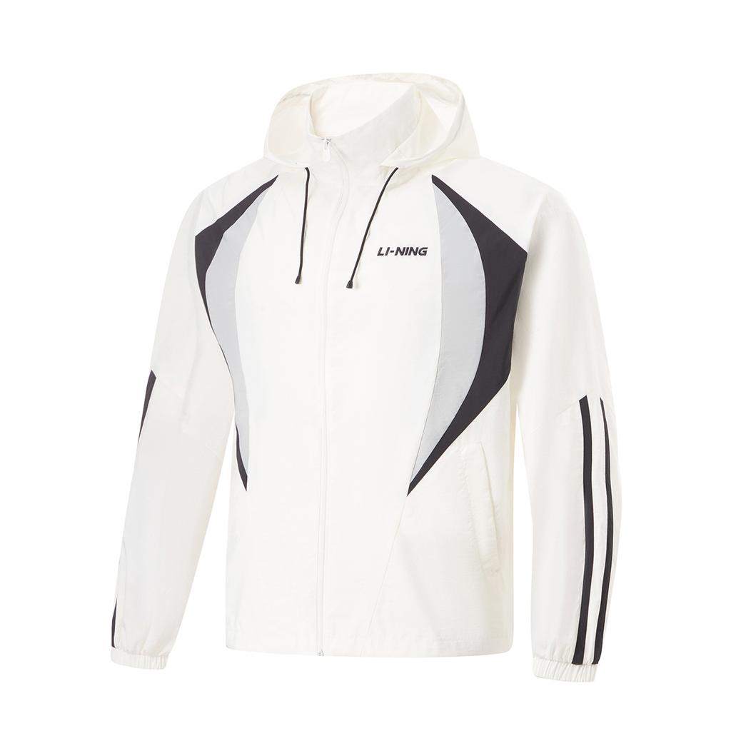 Li Ning Sports Lifestyle Series Color Block Long Sleeve Cardigan Unisex Outerwear Off-White AFDU863-1