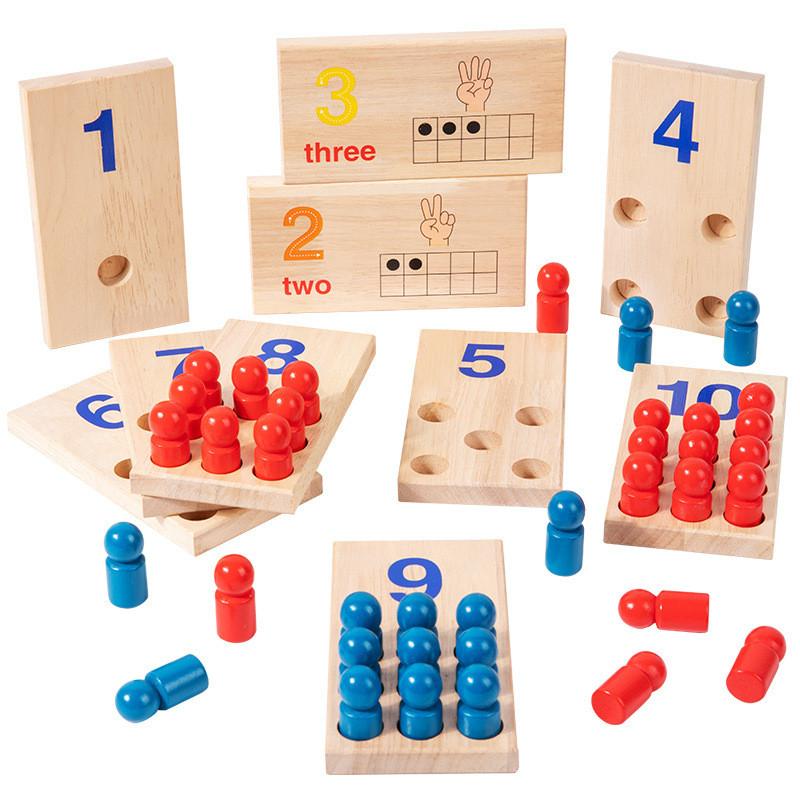 Wooden Educational Kids Counting And Math Game With Number Sticks For Learning