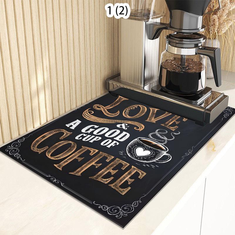 

Chalkboard Coffee Quote Pattern Super Absorbent Quick Dry Dish Drying Mat Non Slip Kitchen Counter Mat for Coffee Bar Home Decor (as the picture,20x30cm)