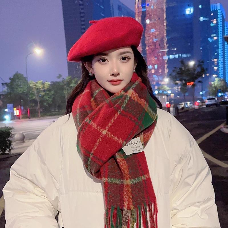 Scarf autumn and winter women's new autumn and winter atmosphere plaid scarf high-end scarf