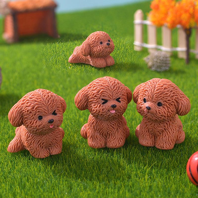 Figurka Miniaturní Roztomilé hnědé plyšové štěně pejska Micro Krajina Ornamenty Pro bytové dekorace Kawaii Animal Dekorace na plochu