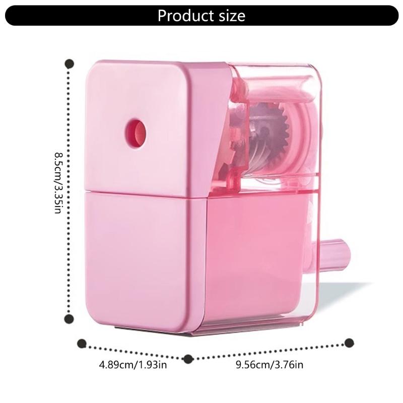 Classroom Manual Pencil Sharpener with Shavings Container, Auto Feeding In Adjustable Thickness Sharpener for Student