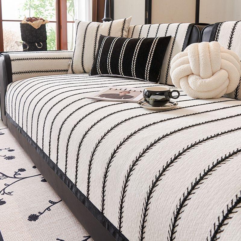 

Чехол на подушку для дивана из шенилла, нескользящий чехол для дивана, защитный чехол для двухместного дивана, стиль Nordic Bohemian 70*70cm бежевый