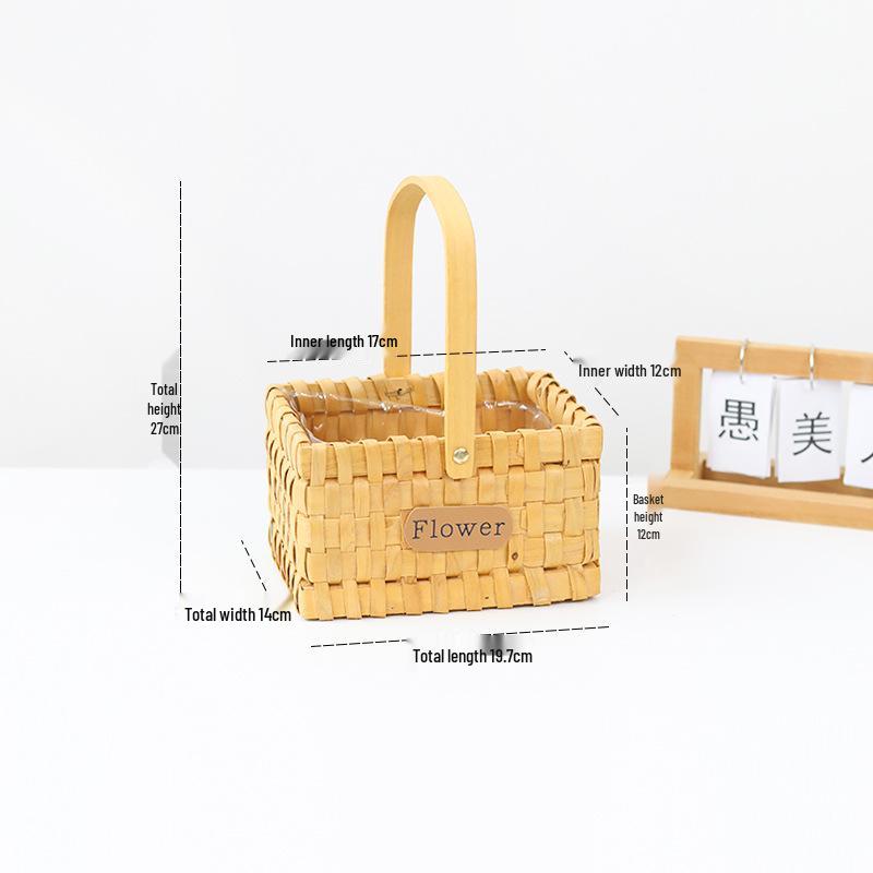 Willow Woven Princess Handbag: Floral Basket, Wedding Gift, and Pastoral Flower Arrangement Souvenir