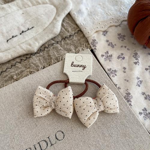 2pcs Plaid Elastic Hair Bands Floral Bow Scrunchies Baby Girls Hair Rope Tie Ponytail Holder Rubber Band Kids Hair Accessories