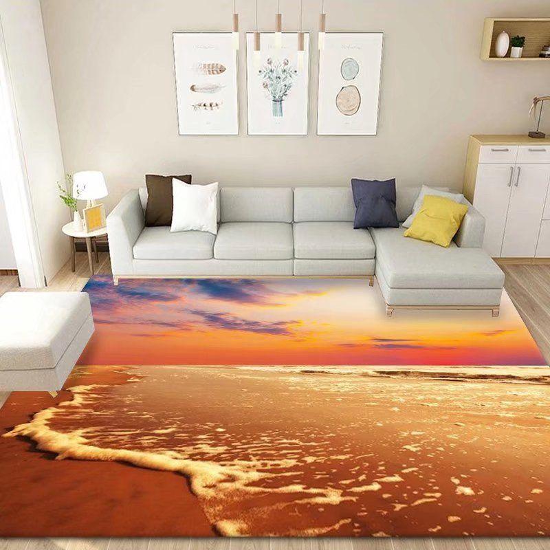 3D Floor Mat Rugs Kitchen Beach Waves Runner Carpet Kitchen Washable Non-slip Living Room Carpet Marine Bath Mat Absorbent