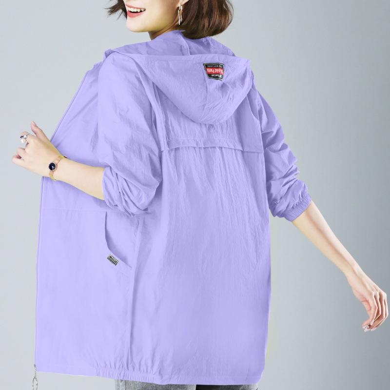 Women's Plus Size Medium Long Hooded Casual Jacket Outdoor Windproof Jacket