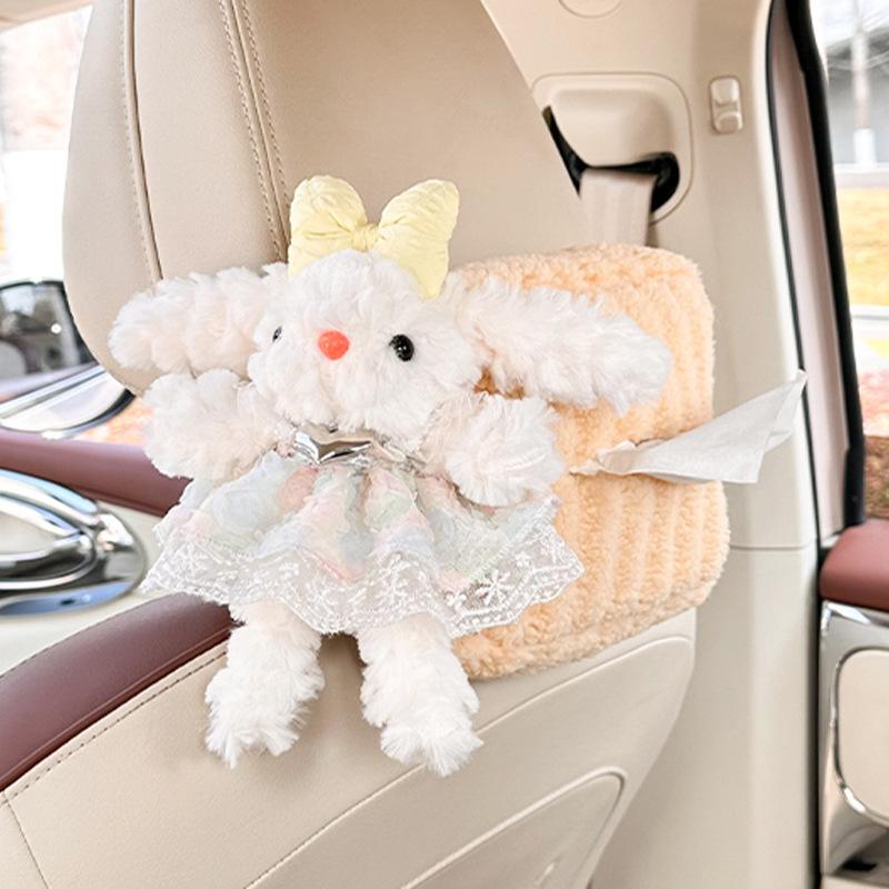 Cute doll car tissue box cartoon car tissue hanging bag plush doll car paper bag hanging type