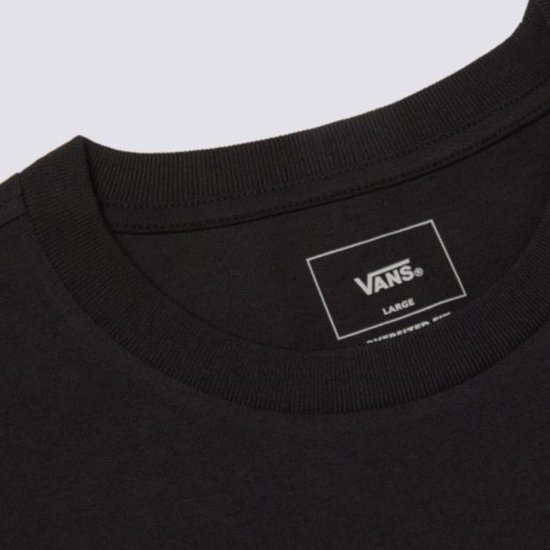 Vans Plain Minimalist Brand Logo Print Crew Neck Straight Fit Short Sleeve T-Shirt Men Tops Black VN000NWABLK1