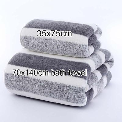 1 Pcs Striped Face Towel 35X75Cm For Bathroom Or Soft And Absorbent Quick-Drying Experience Microfiber Bath Towel 70X140Cm