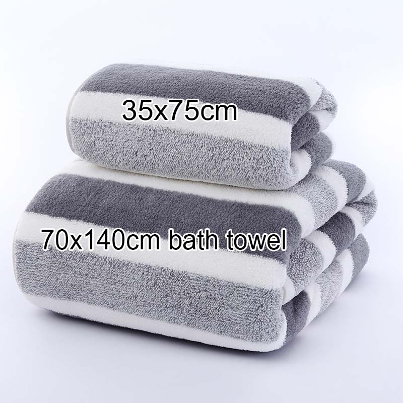 1 Pcs Striped Face Towel 35X75Cm For Bathroom Or Soft And Absorbent Quick-Drying Experience Microfiber Bath Towel 70X140Cm
