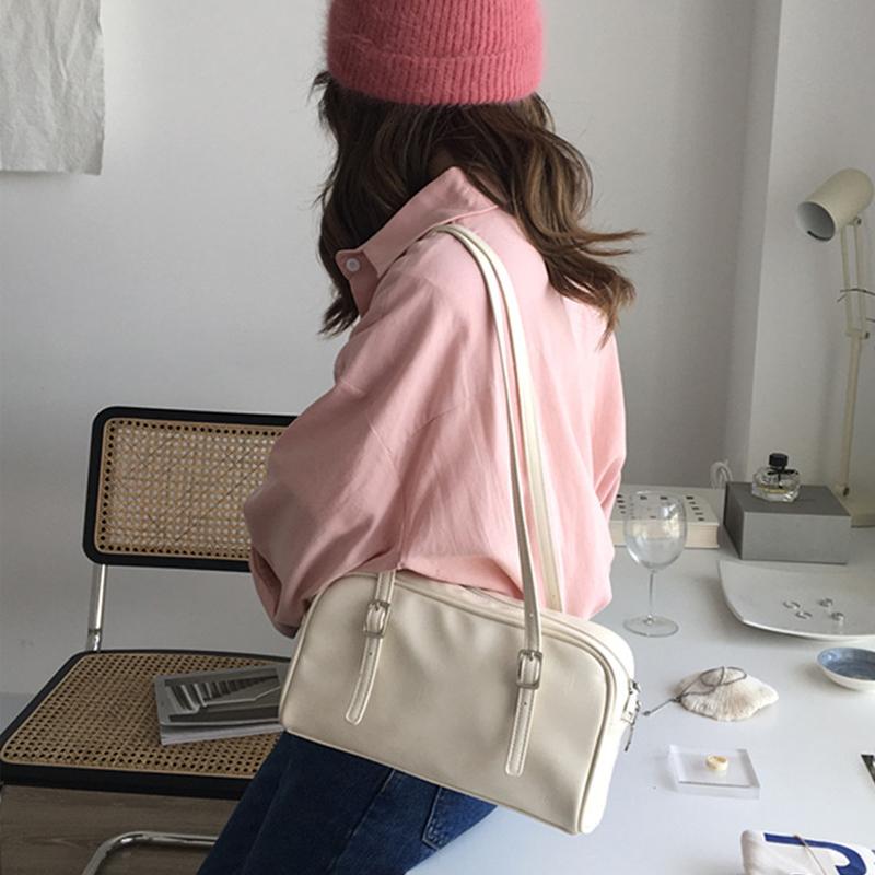 Spring New Green Shoulder Bag For Women PU Leather Underarm Bag Fashion Lady Totes Bag Solid Color Armpit Handbag Purse MIT