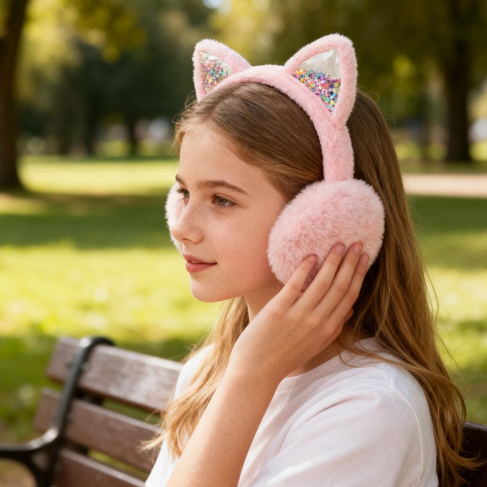 Winter Warme Katzenohren-Ohrenschützer Glitzerohren Plüsch-Ohrenschützer Für Frauen Verspielte Mädchen Ohrenschützer Kälteschutz Warm Heiß Für Draußen