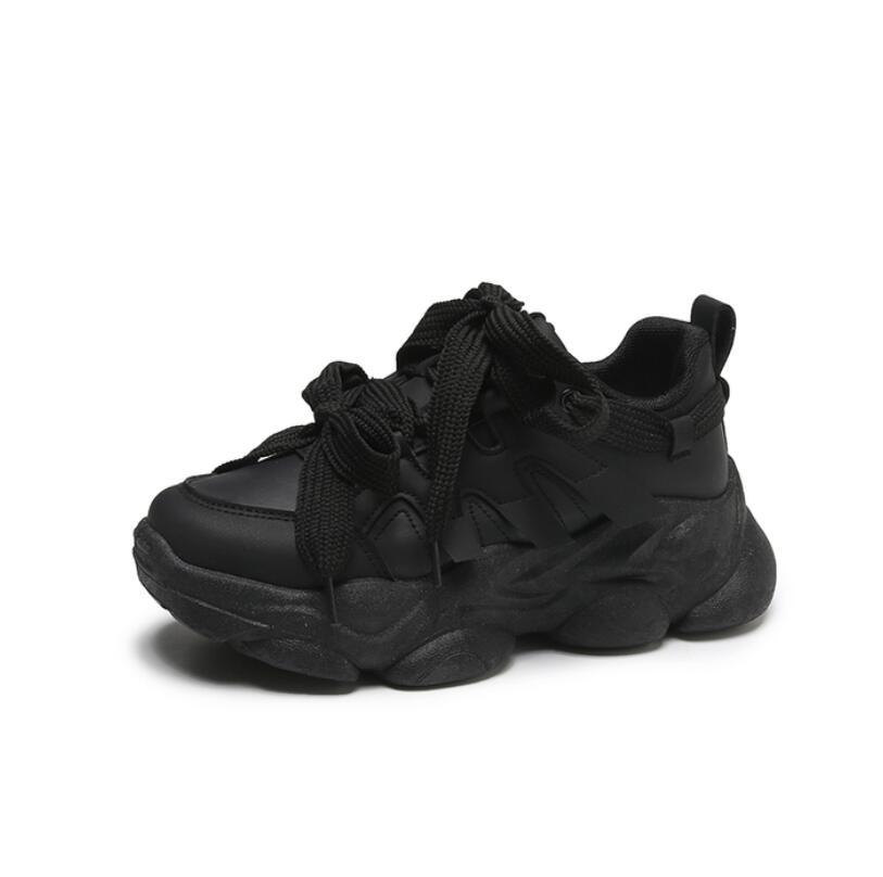 2024 Spring Women Chunky Sneakers White Thick Bottom Falts Increased Round Toe Shoe Trendy Leisure Sports Female Vulcanize Shoes