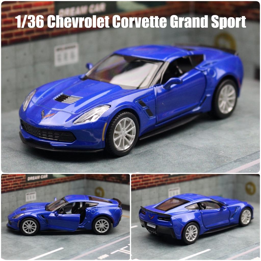1/36 Chevrolet Corvette C6-R Toy Car Model For Children RMZ CiTY Diecast Racing Miniature Pull Back Collection Gift for Kid Boys