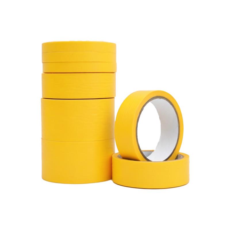 Yellow Wood Grain Masking Tape, 30m - Medium Adhesion for Spray Painting, Art, and Grout Sealing.