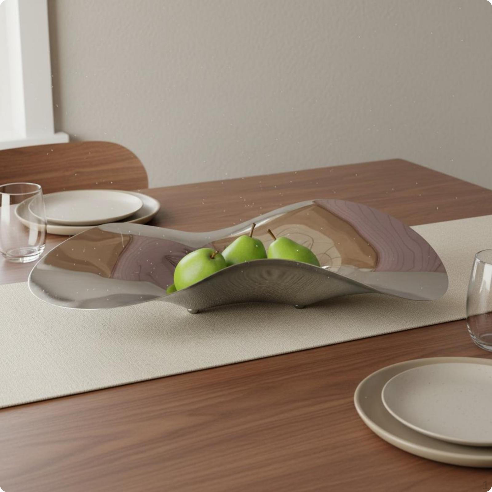 Irregular Stainless Steel Fruit Platter Mirror Finish Silver Sleek Centerpiece Tray European Style