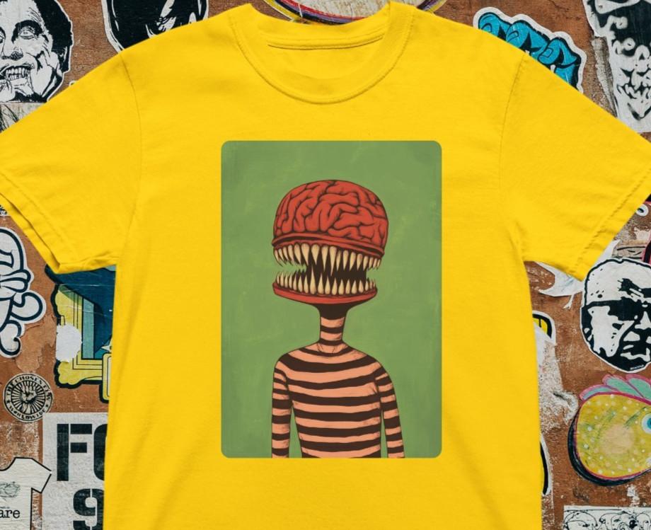 Creepy Brain Monster T-Shirt Horror Art Graphic Tee Gothic Alternative Creepy XXL