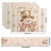 5Pcs Christmas Buffalo Plaid Placemats And Table Runner Set Cute Snowman Print Heat Resistant For Christmas Decoration