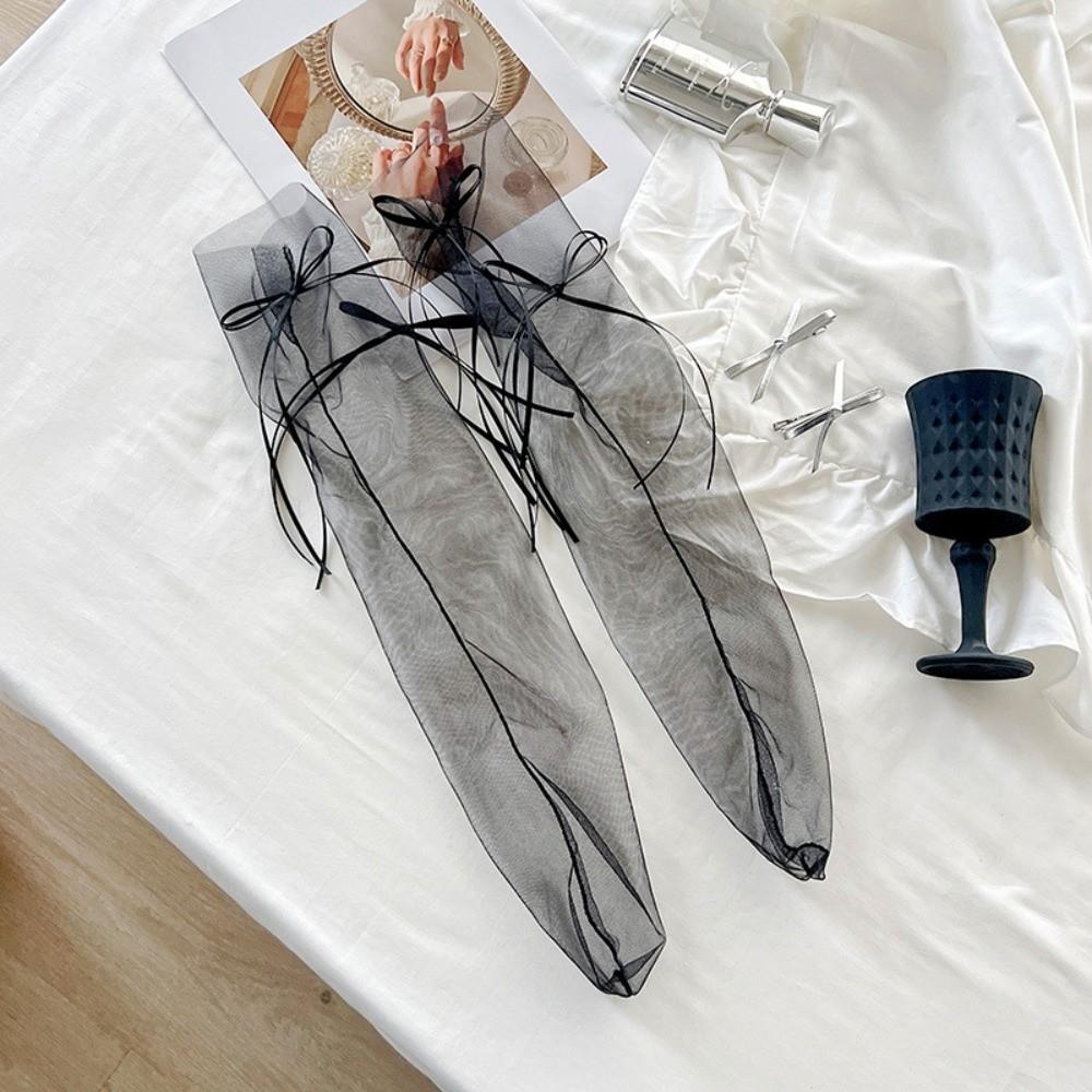 Breathable Mesh Bow Transparent Mesh Socks Eyelash Lace Lolita Style Fishnet Socks Ultra-Thin Mesh Lace Socks Women Summer Wear One Size