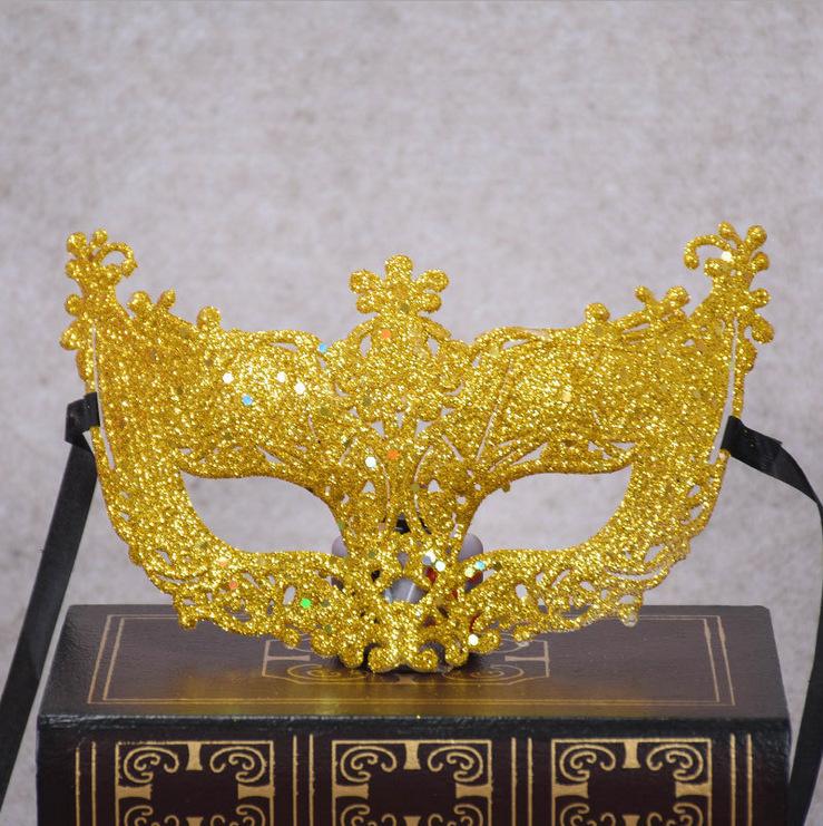 Maschera Veneziana Vintage in Pizzo Traforata, Maschera Decorativa Intagliata Glitterata per Feste in Maschera per Adulti