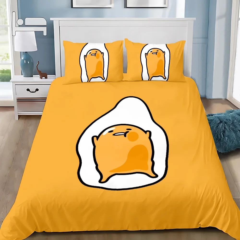 Vtipné povlečení s vajíčkem Gudetama, povlak na peřinu, povlak na polštář, sada povlečení pro dospělé, chlapce, dívky, dekorace do ložnice, dětské, jednolůžko, dvoulůžko, velká velikost