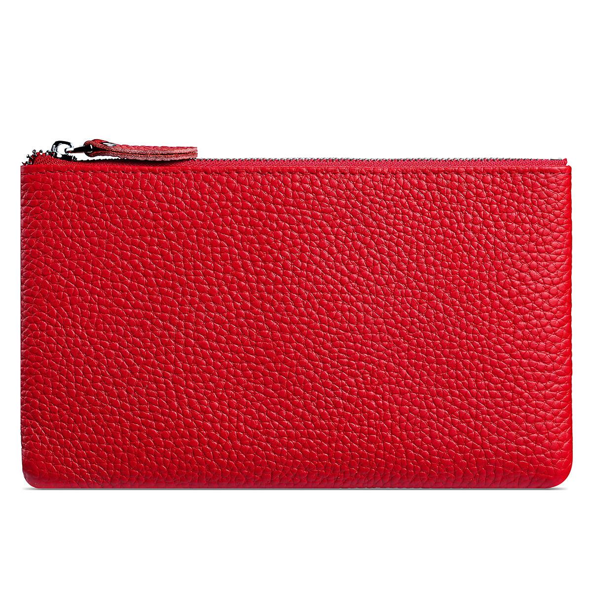 

Womens Top Grain Leather Wristlet Clutch Phone Holder Long Wallet Purse Zipper Hand Bag красный