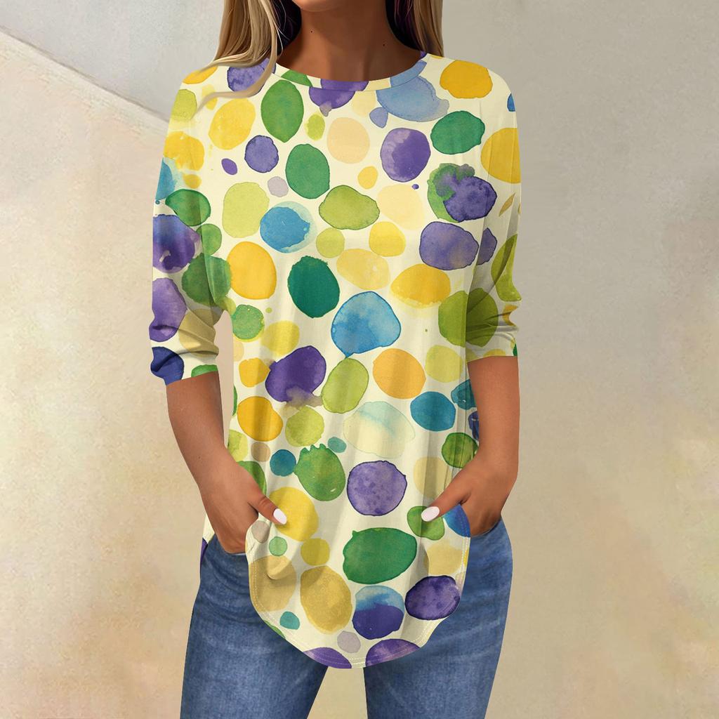 Womens T Shirts 3/4 Sleeve Shirts Solid Color Pullover Summer Spring Tops Blouses