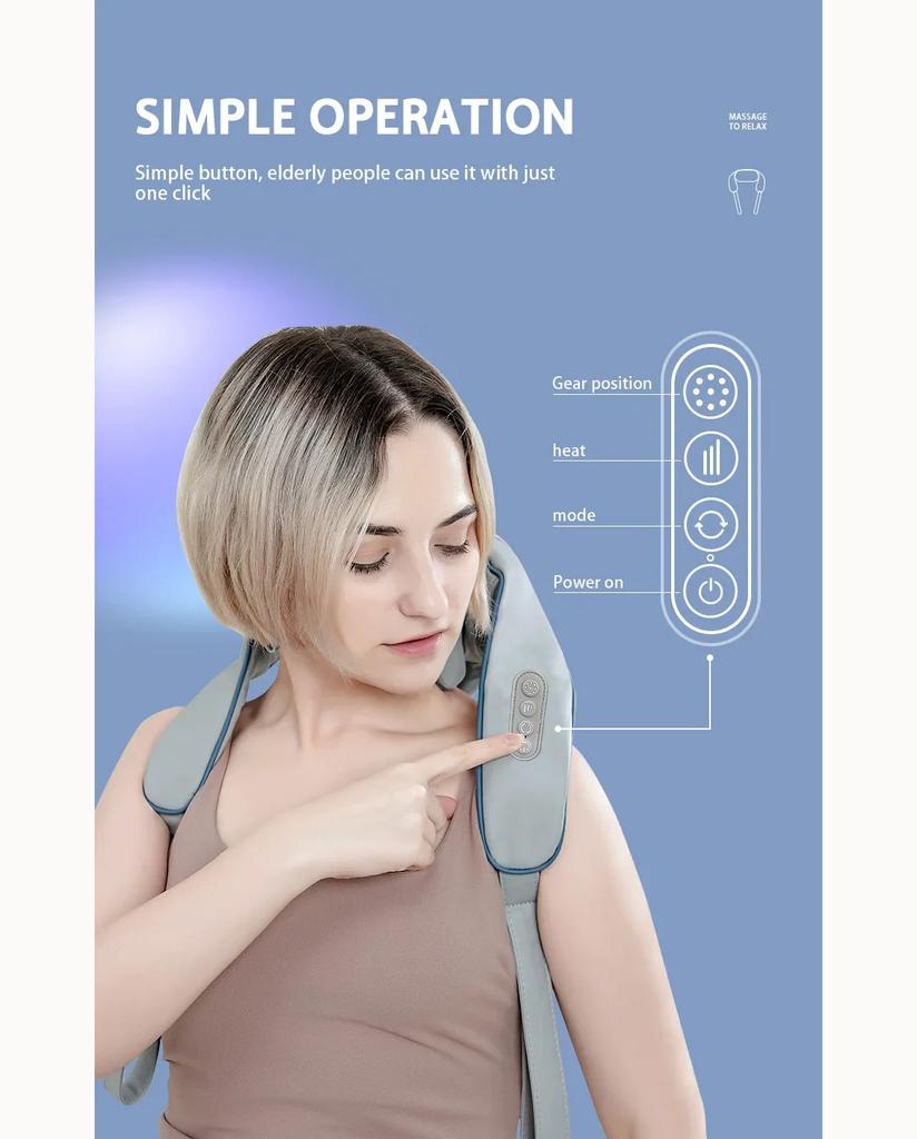 Portable Mini Relaxer Dredge Kneading Smart Electric Wrap Heated Trapezius Muscle Neck Multifunctional Shiatsu Massage Shawl