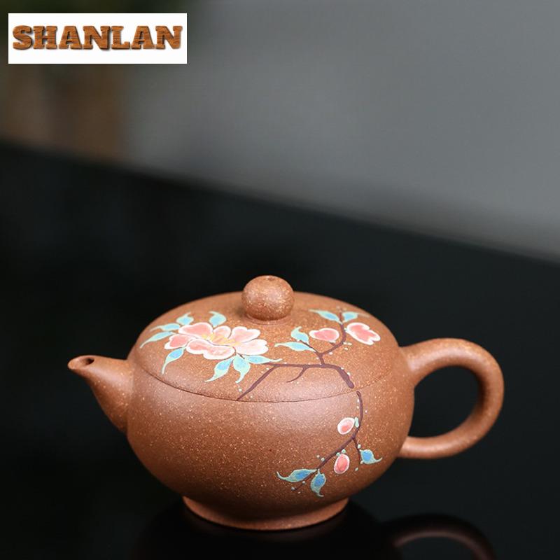 120ml Yixing Purple Clay Teapots Handmade Clay Drawing Pot Raw Ore Multi-coloured Section Mud Tea Making Kettle Zisha Tea Set