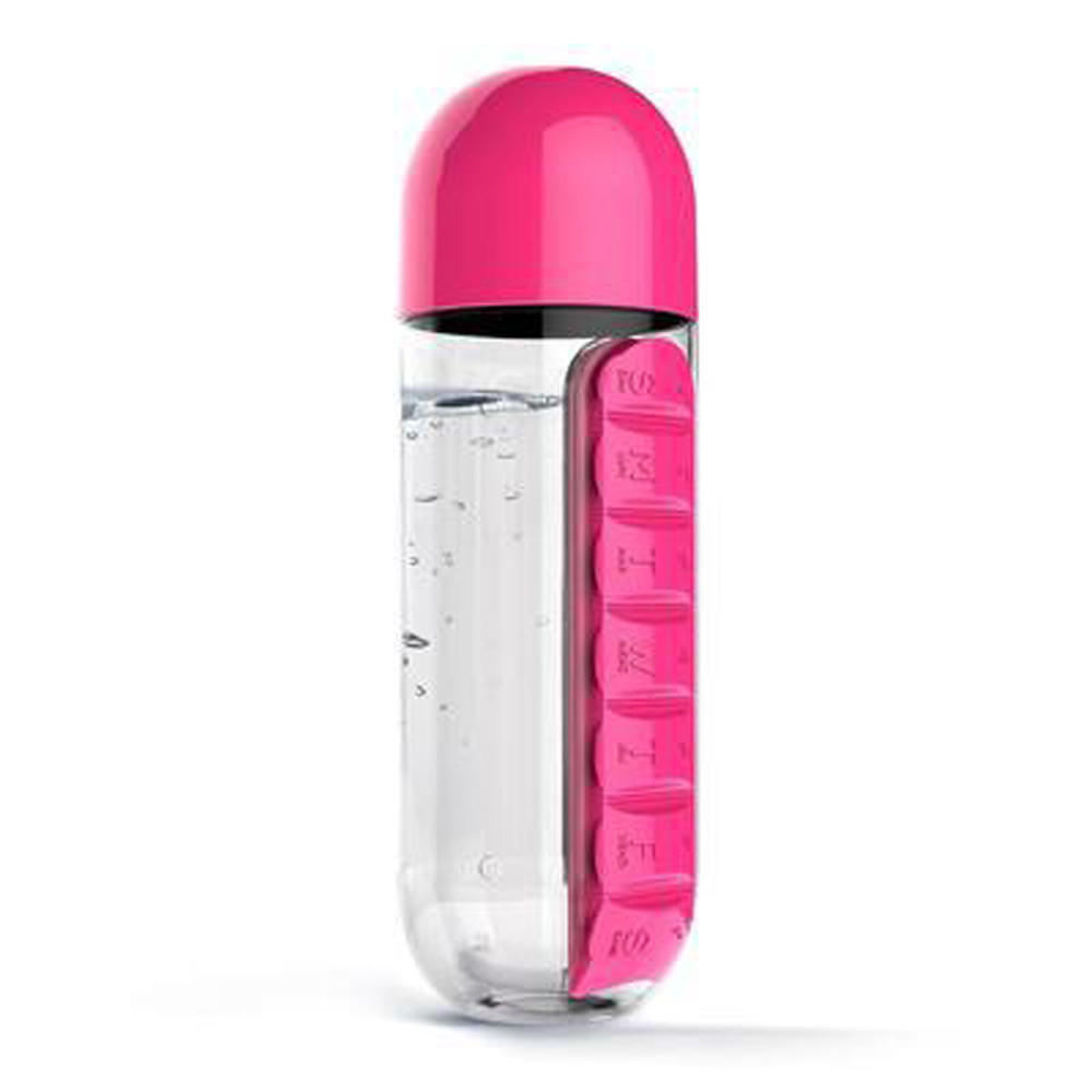 600ml Sport Water Bottle With Built-in Daily 7 Daily  Box Organizer
