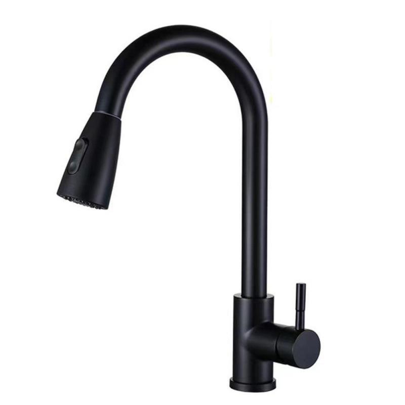 

2026 New Black Pull Out Kitchen Sink Faucet Two Model Stream Sprayer Nozzle Stainless Steel Hot Cold Wate Mixer Tap Deck чёрный
