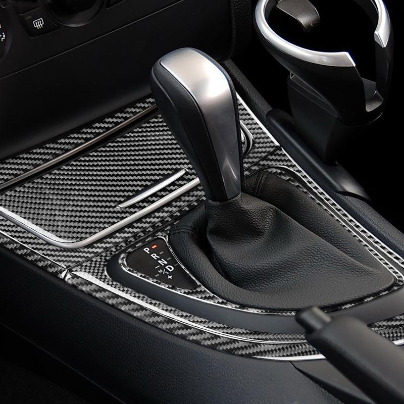 Carbon Fiber Car Shift Panel Frame And Gear Side Slats Stickers Protection Cover For BMW 1 Series E81 E82 E87 E88 2008-2013