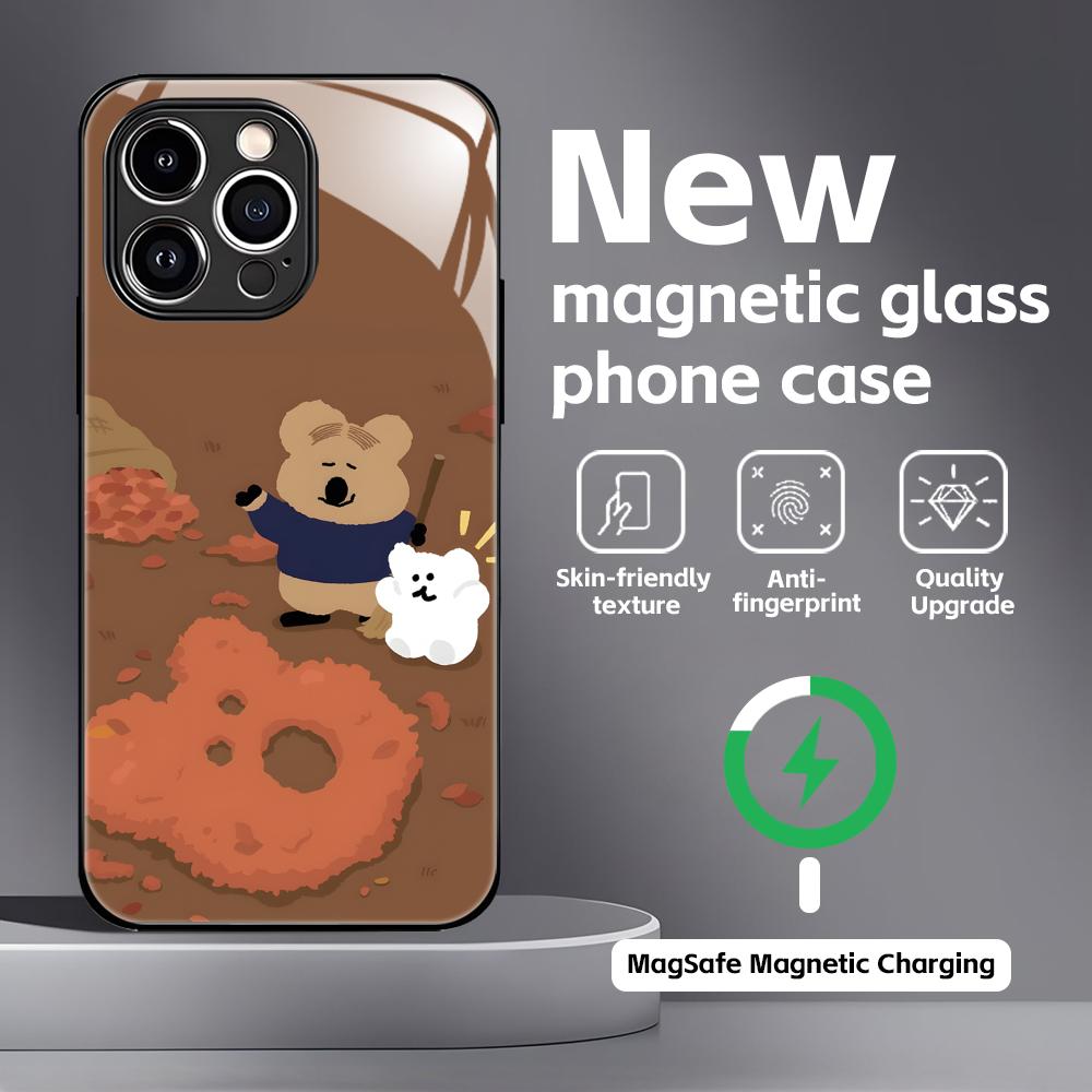 Cute D-Dinotaeng  Phone Case For iPhone17 16 15 14 13 12 11 X XR XS 8 Plus Mini Pro Max Glass Magnetic Case