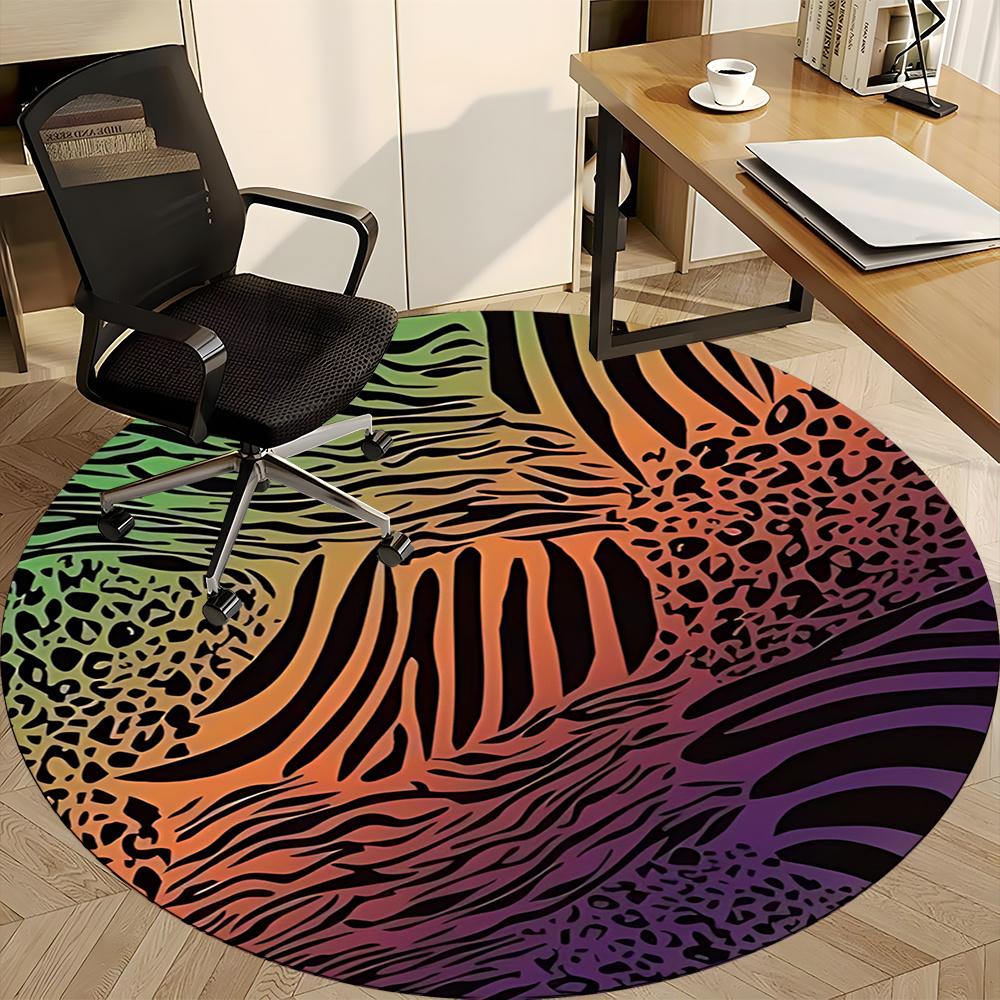 1pc Zebra Print Animal Office Round Area Rug, Indoor Mat Suitable ForOffice, Under Office Chairs Bedroom Living Room Home Decor, Room Decot265