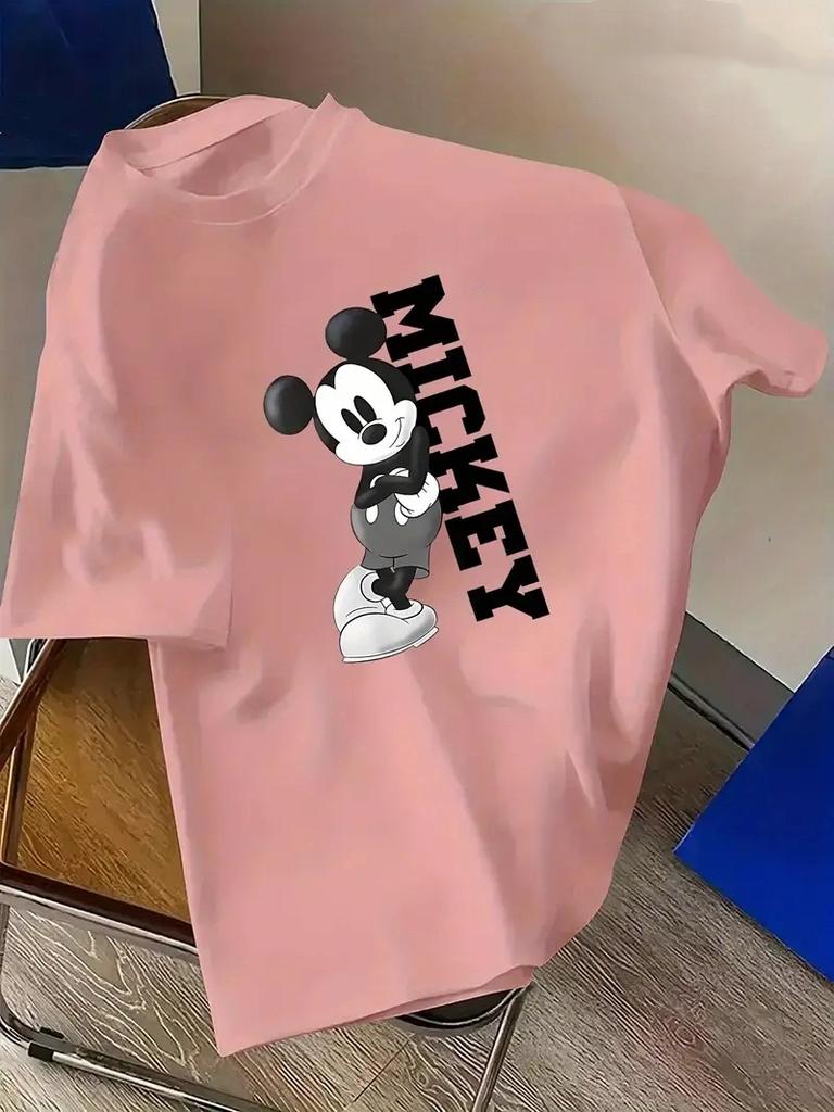 Disney Mickey Mouse Series Men's T-shirt, Men's Casual Pure Cotton Short-sleeved, Fashionable and Sporty Street Men's Clothing