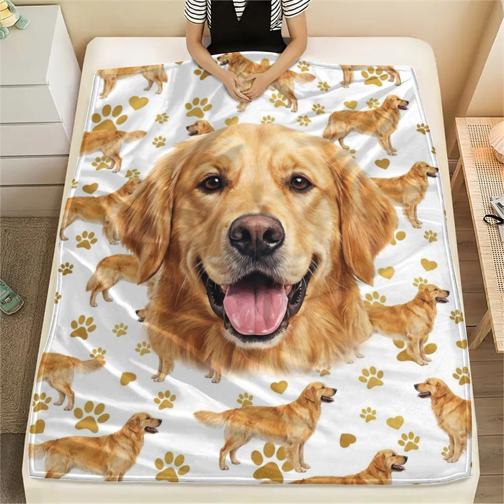 1PC Cute Pet Puppy Print Flannel Blanket, High quality All Seasons, Home Decor, Warmth and Comfort, Perfect for Christmas Gifts