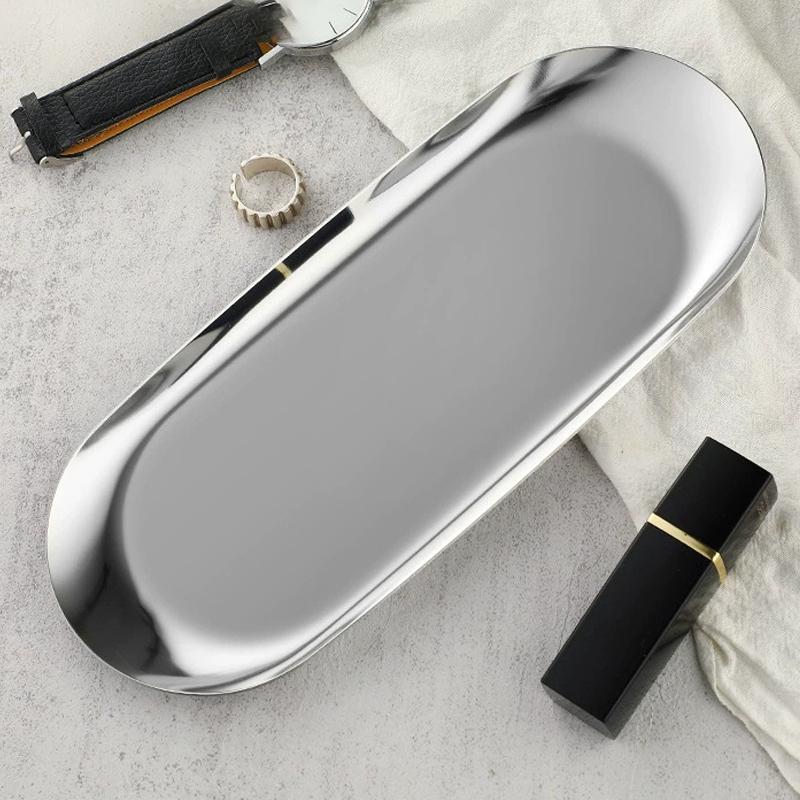 Stainless Steel Water Drop Shape Cosmetics Storage Table Jewelry Tray Multi-Functional Home Dining Tray Containers