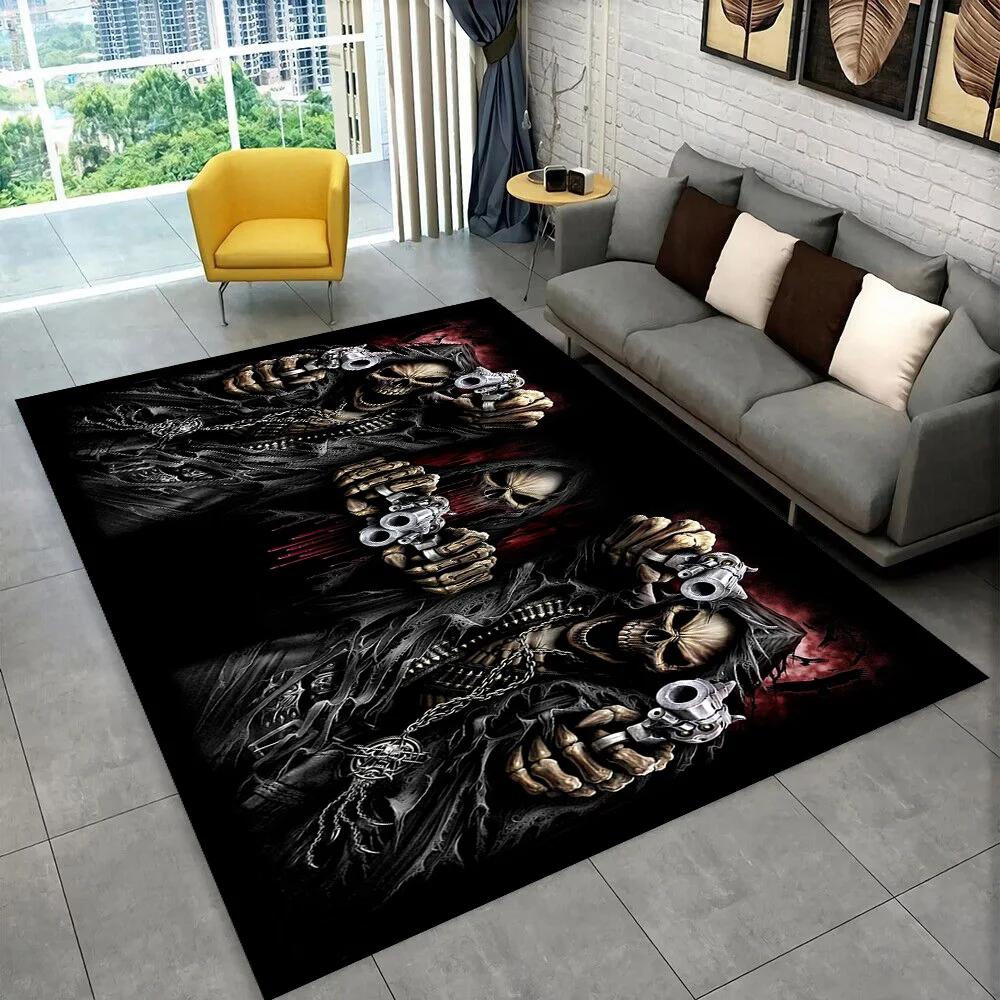 Grim Reaper Death Skull Gothic Non-Slip Area Rug for Living Room Bedroom Home Decor Kids Floor Mat Gift