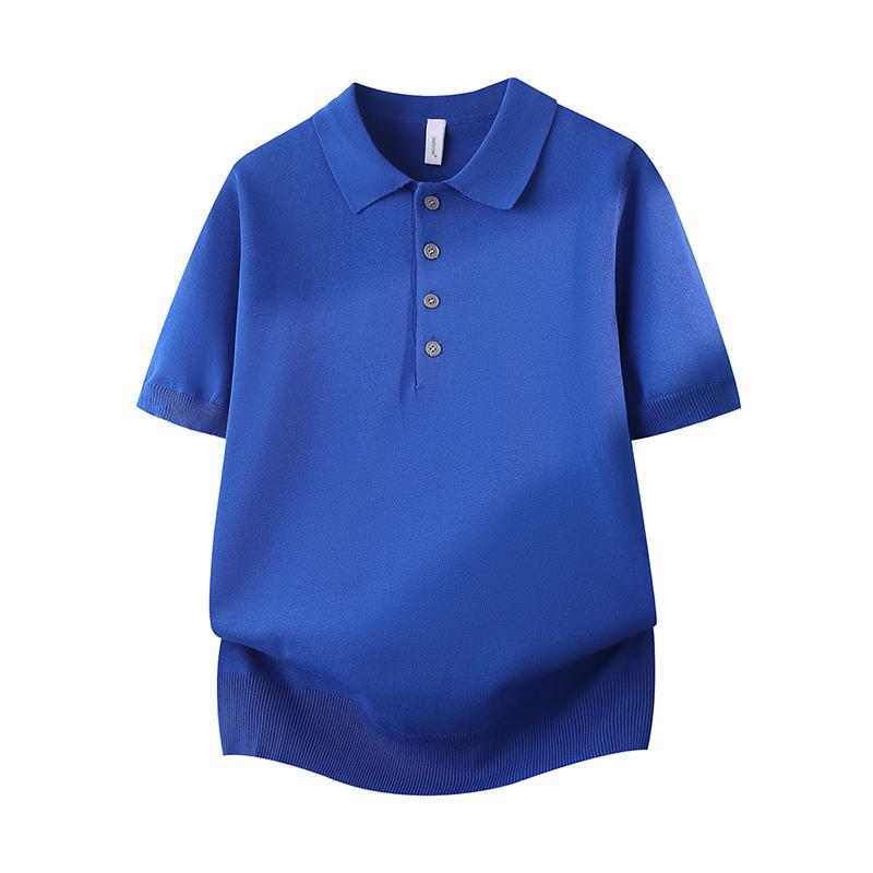 Summer Retro Solid Color Simple And Versatile Ice Silk Polo Shirt, Men's Short Sleeved Loose Knit Shirt