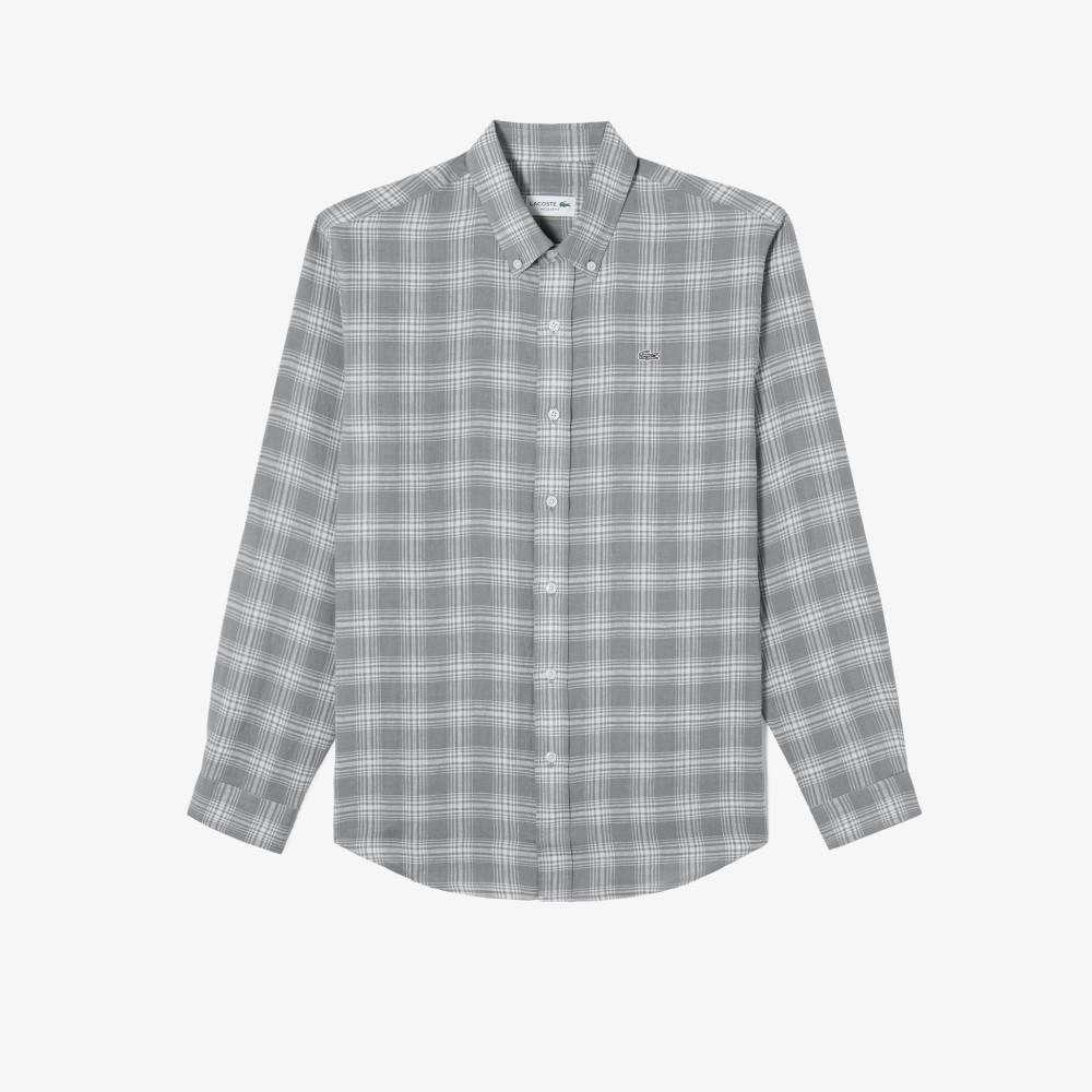 Lacoste Men's Linen Big Check Shirt CH739E-56G5HI