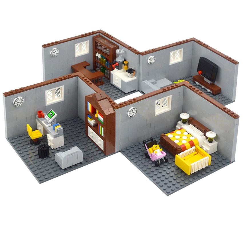City House Building Blocks Toys MOC Furniture Model Bricks Bedroom Living Room Bathroom Pool Table Study-room For Children Gifts