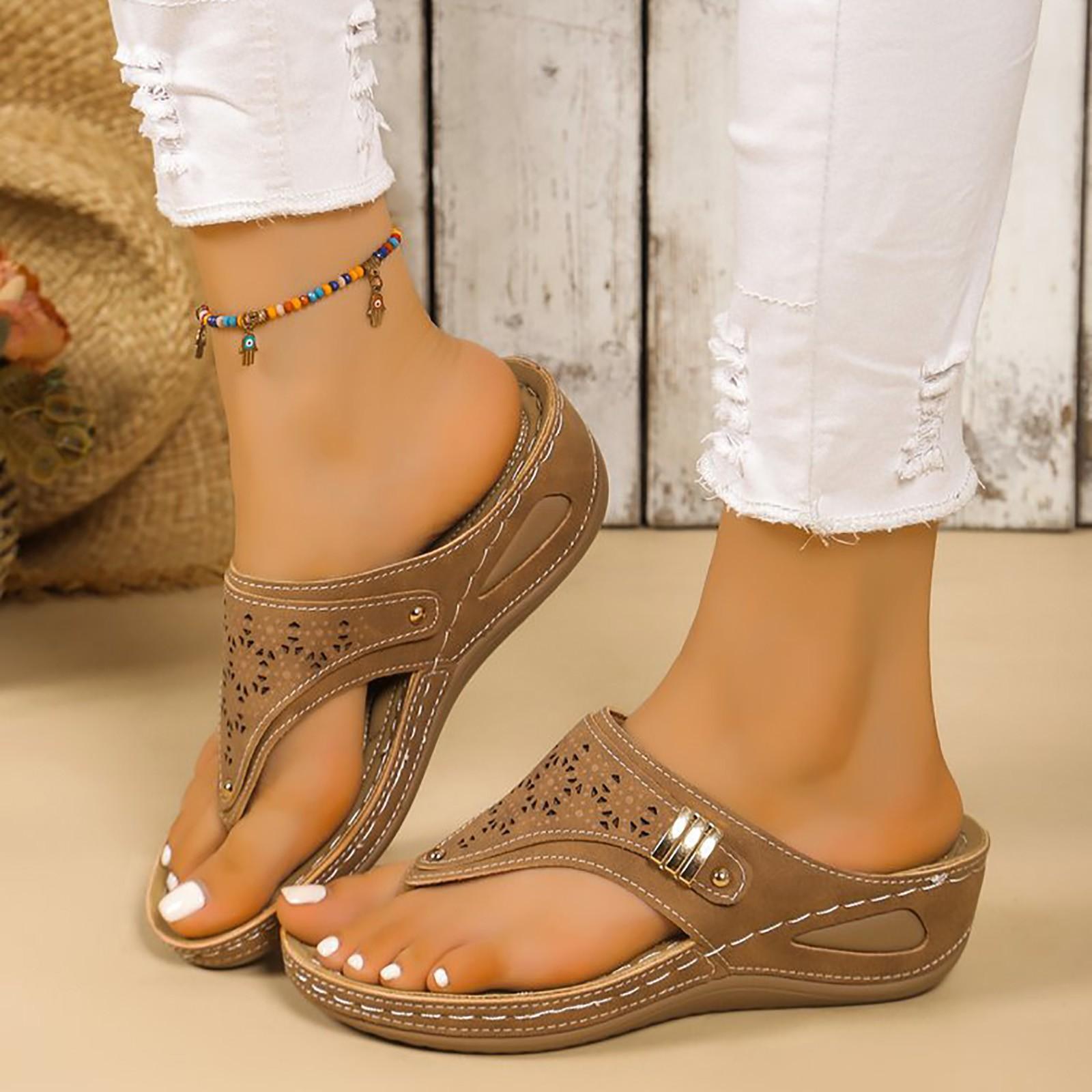 

Зарубежные клиновые сандалии с кисточками, шлепанцы на плоской подошве, летняя прогулка, пляж, блестящие мокасины, шлепанцы для женщин, повседневные 37